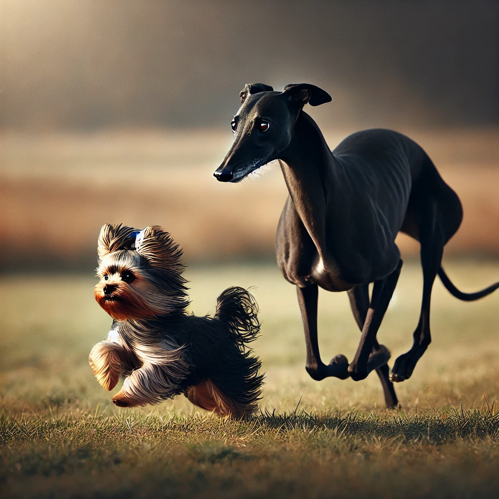 Yorkshire Terrier sprinting.