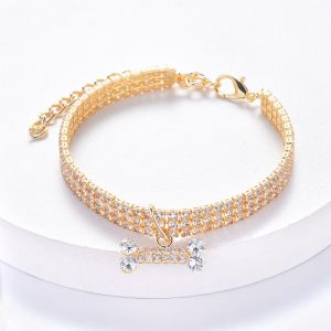 yorkie collar with diamond zircon