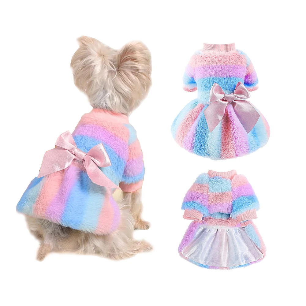 Sa8b303bfc5cf486da6aa62b3bf09a43ek.webp Rainbow Winter Yorkie Dress - Image 1