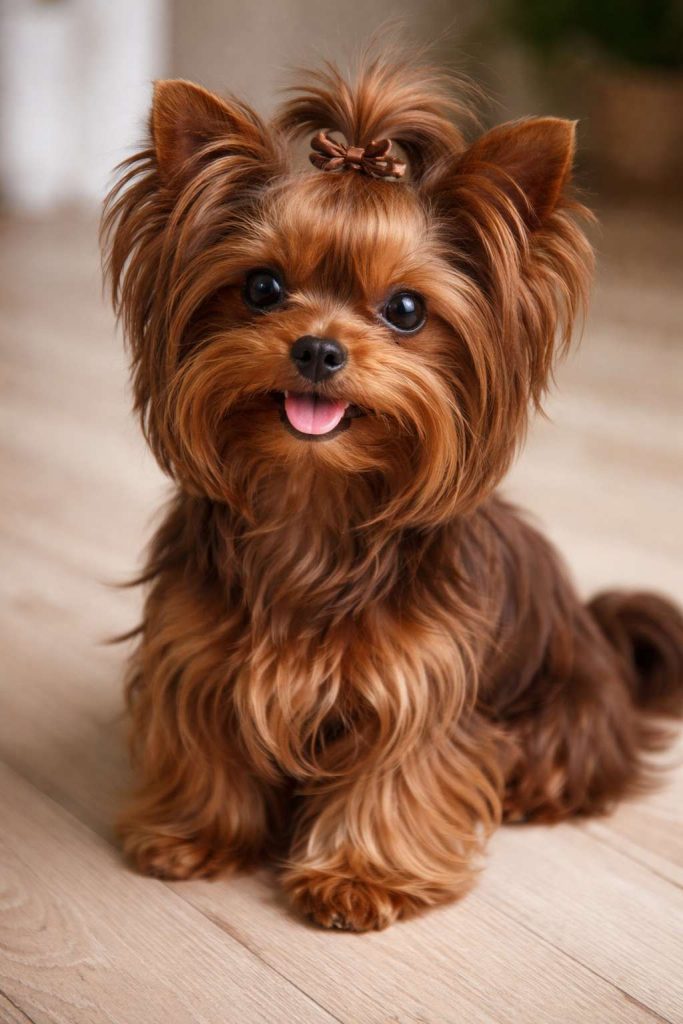 chocolate yorkie coat