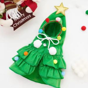 yorkie Xmas tree costume 3