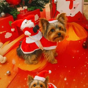 Riding Santa Yorkie Costume 1