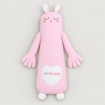 Pink bunny soothing patting Yorkie pillow