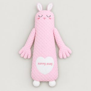 Pink bunny soothing patting Yorkie pillow