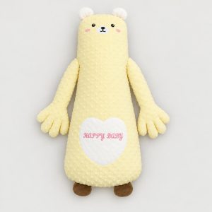 Yellow bear soothing patting Yorkie pillow