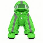 Lime green 4-paw Yorkie raincoat with hood and visor